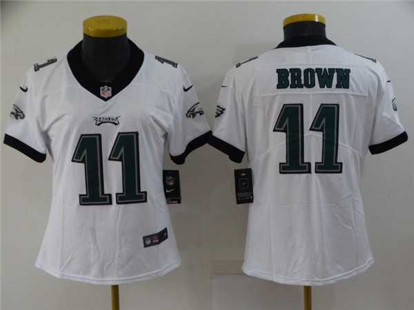 Women%27s Philadelphia Eagles #11 A. J. Brown White Vapor Stitched Football Jersey